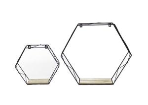 BSCI Iron Frame MDF Floating Wall Shelf Set Of 2