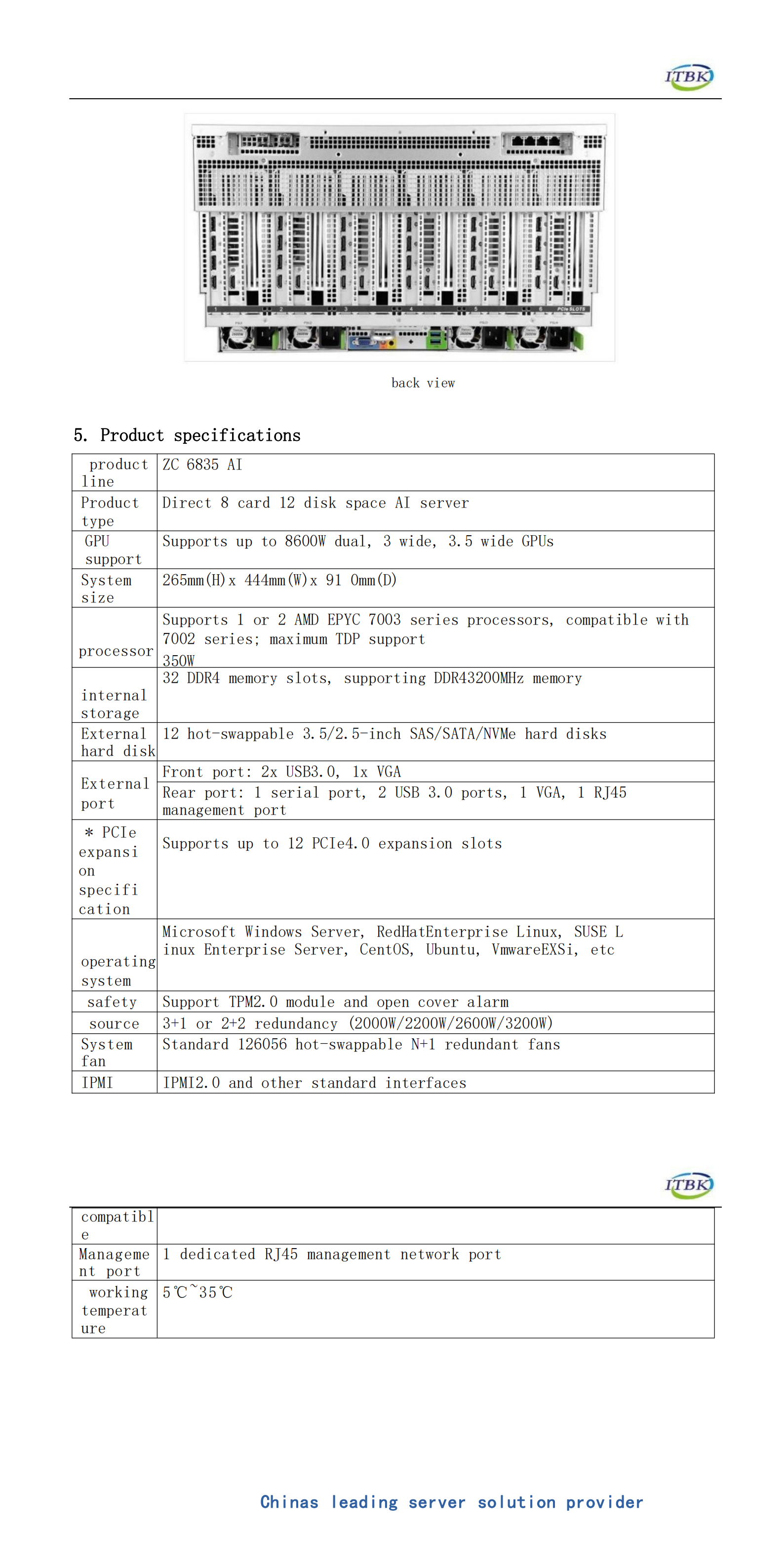 6U ZC 6835 Rack Server with Dual AMD EPYC Milan7003 CPUs
