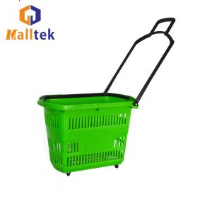 Buy cheap Plastic HDPP Supermarket Basket With Wheels 45L Capacity product
