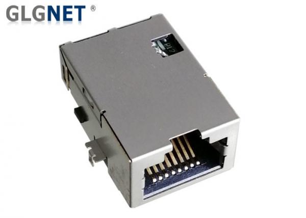 Quality Latch Up 1 Port RJ45 Magnetic Ethernet Jack Shielded EMI Finger 0.2mm Thickness for sale