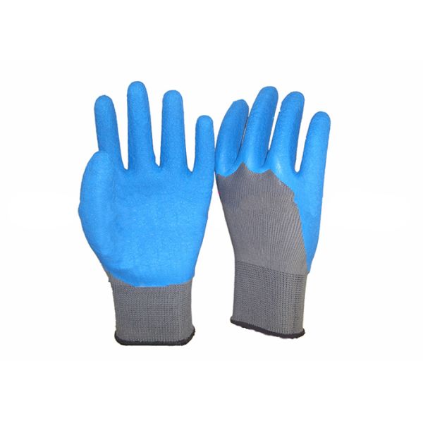 Flexible Latex Coated Work Gloves 3 / 4 Dipped Crinkle OEM Service