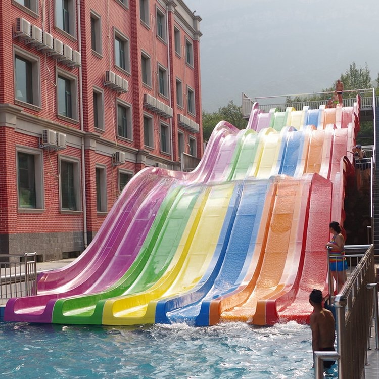 Fiberglass Rainbow High Speed Racing Water Slide for Aqua Park