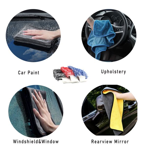 Polyester Car Detailing Tools 16x28cm 1500gsm Microfiber Scratch Free Car Washing Glove