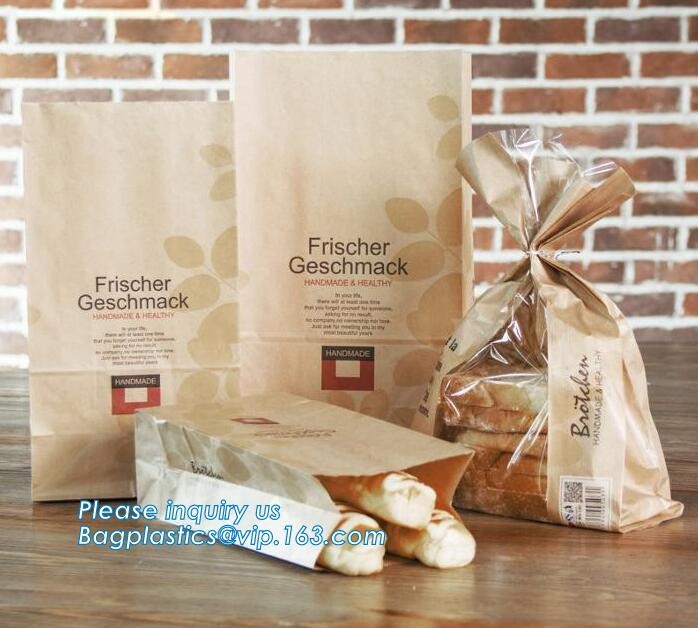 Custom Printing Recycled Brown Kraft Paper Bags,Custom Printed Factory Glassine Paper Bread Small Brown Bag, bagease