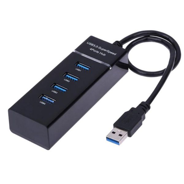 Black Desktop USB Charger Hub 4 - Port Converter One - To - Four Expander / USB 3.0 Splitter