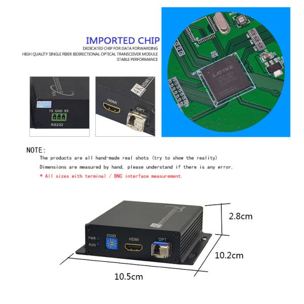 1Port UHD 4K/2K HDMI To Fiber Optic Converter with RS232 PTZ data for CCTV system
