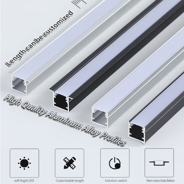 RGB Color Temp Linear Light Embedded Black LED Gypsum Ceiling Light Trough for Living Room
