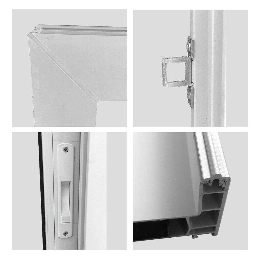 80mm Touch Lock Fiberglass Net Double Sliding Window UPVC With Single Glass
