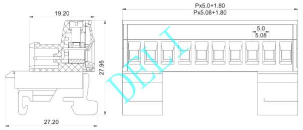 Quality Strip Length 7-8mm PCB Connector Terminal Block DL2EDG-KR-XX-5.0/5.08 M2.5 Screw for sale