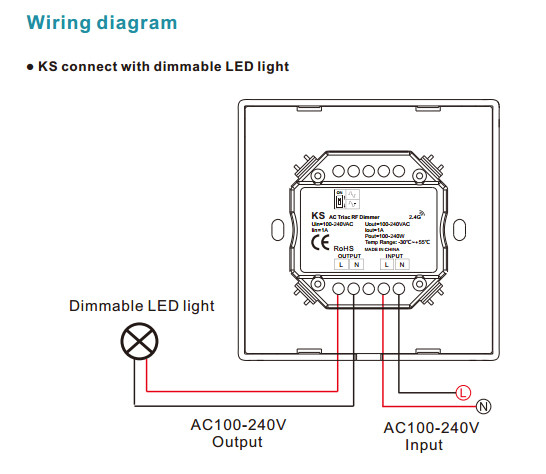 Plastic Rotary Led Dimmer Switch , Dimmable Led Switch With Remote 100-240W