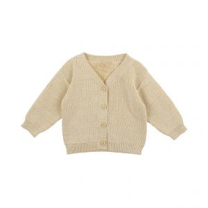 Buy cheap 100% Cotton Custom Made Sweaters Neutral Baby V-Neck Rib Knitted Cardigan Button Front Drop Shoulder Sweater For Spring product