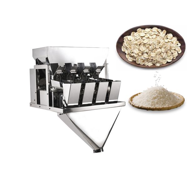 Automatic 4 Head Linear Weigher For Grain Rice Suger Nut Packing
