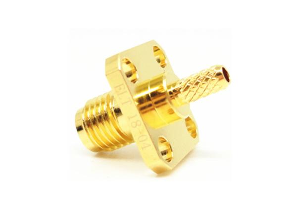 Quality 50Ohm Female SMA RF Connector Solder Attachment 4 Holes Flange Mounting for sale