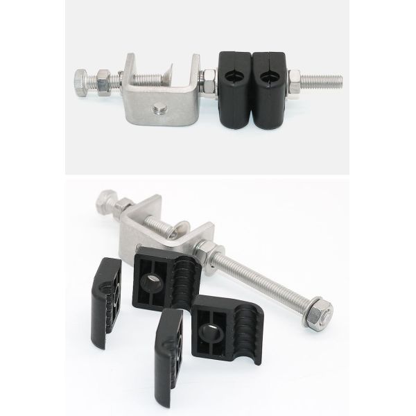 Telecom Cable Installation Galvanized 6mm Fiber Cable Clamp with Six Way Double Holes