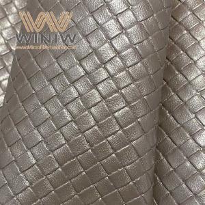 China Faux Shoes Synthetic Leather Woven Pattern Microfiber Breathable Leather Fabric on sale