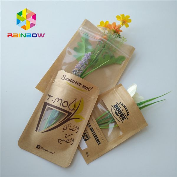 Food Packaging Printed Paper Bags Brown Kraft Paper Recyclable Gravure Printing
