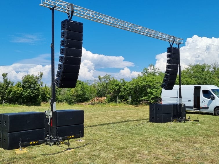 ARE AUDIO passive dual 10 inch outdoor line array speaker subwoofer system for cabaret party