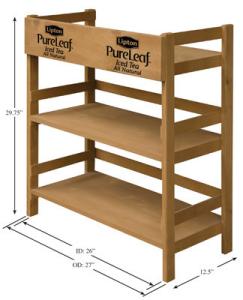 China 3 Layer Solid Wood Display Racks Free Standing , Custom Grocery Store Display Racks on sale
