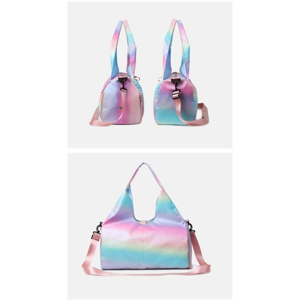 Gym Bag For Women With Wet Pocket & Shoe Compartment, Sports Duffel Overnight Weekender Hospital Workout Carry On Bag For Girls, Holographic Purse