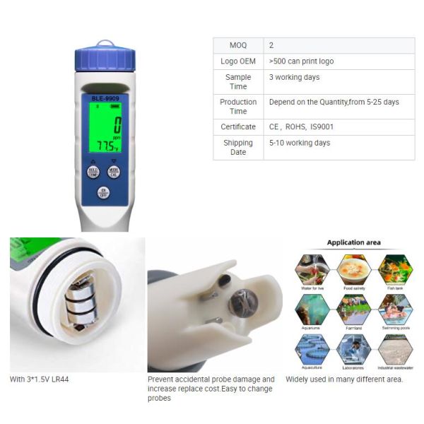 5 In 1 TDS Salinity Bluetooth PH Meter Digital Water Quality Monitor For Pools