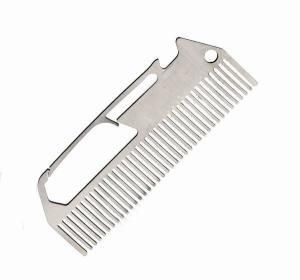 Custom cool innovative men gift, engrave logo stainless steel multi function beard comb bottle opener