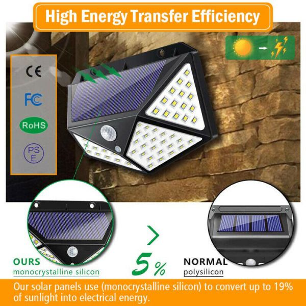 100 LED 114 LED Solar Sensor Wall Light 10W Waterproof Garden Solar Powered Lamp for Outdoor Customized