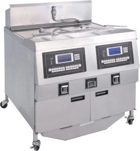 Two Pots Four Baskets 304SUS Gas Chips Commercial Open Deep LCD Panel Oil Fryer