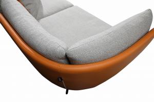 Upholstered Half Leather Sofa Grey Modular Curved Couch Custom