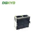RJ45 Cat6 connector dual port 1x2 100M rj45 transformer modular jack network led