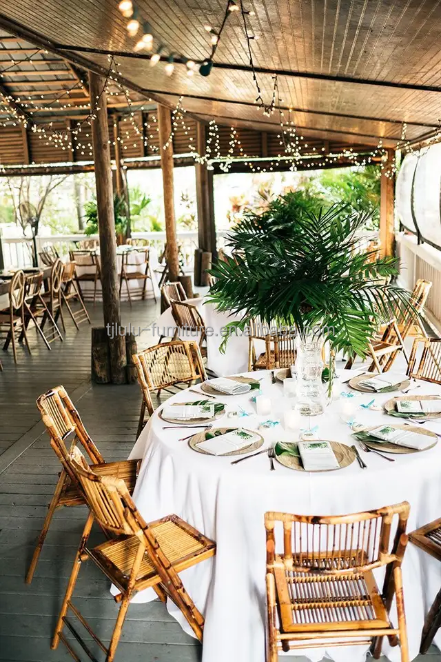 Modern Design Style Wood Rustic Bamboo Folding Outdoor Dining Chair for Event Party Furniture Wedding