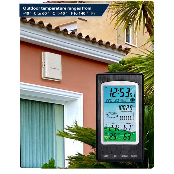 Outdoor Sensor Color Weather Station With Barometer And Indoor Thermo-Hygrometer