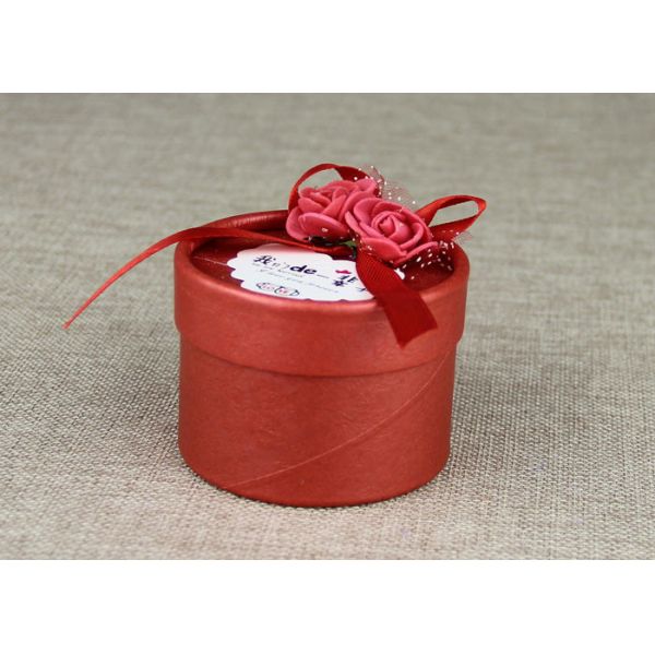 Round Red Ribbon Cardboard Box Packaging Cans Packaging For Wedding Candy Packaging