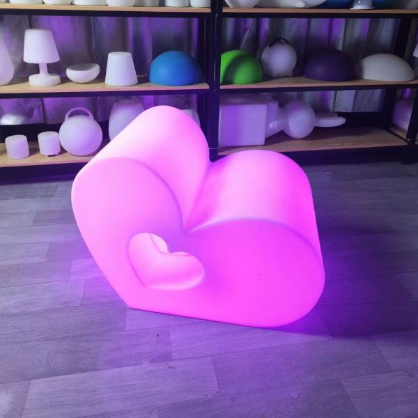 Creative Colorful Led Glowing Heart Stools Heart Chair For Event