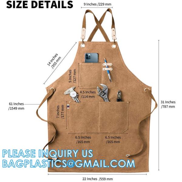 Quality Gardening Work Garden Tools Storage Aprons Waterdrop Resistant Cotton Canvas Cross Back Adjustable Apron for sale