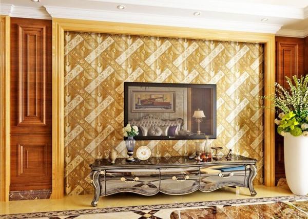 Quality Luxurious Modern Style Wallpaper with Removable Gold Foil Material , Geometric Pattern for sale