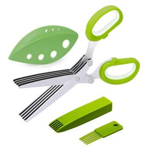 Multipurpose Kitchen Chopping Scissors 5 Blade Herb Scissors Set With Cover