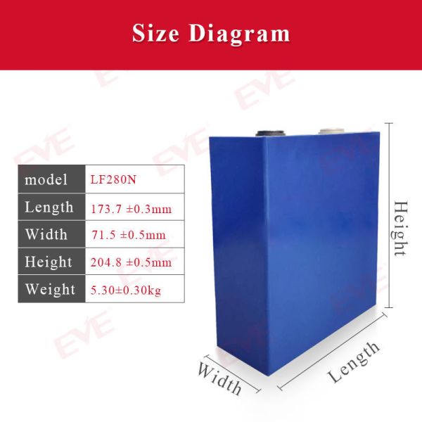 3.2V LFP Prismatic Cell 6000 Cycle Life , 280Ah LiFePO4 Battery For EV