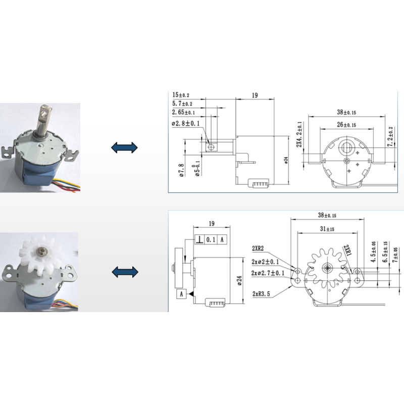 High Torque Permanent Magnet Synchronous Motor with 5V DC and 24BYJ48 12V DC Geared Motor System for Precision Control