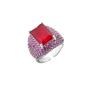 China OEM S925 Silver Diamond Ring Crystal Gemstone Mens Hip Hop Rings on sale