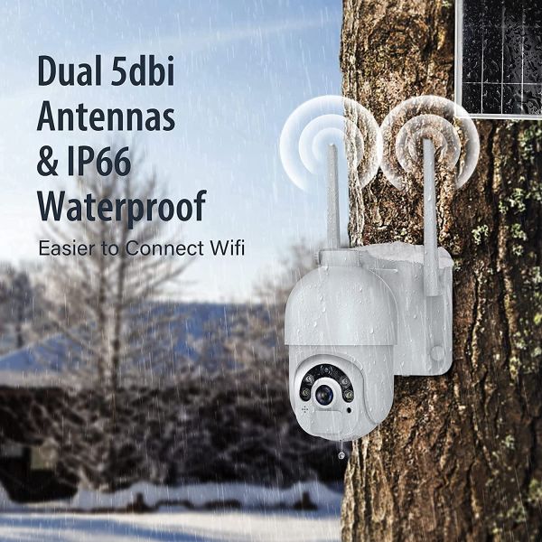 30M IR Tuya Smart Camera Solar Powered Long Range Wireless Security Camera