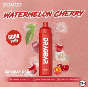 Buy cheap Watermelon Cherry flavor Zovoo Dragbar R6000 6000 puffs Disposal Vape with 18 ML E-liquid Juice product
