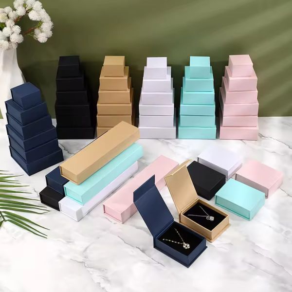 Book Shape Magnetic Custom Jewelry Box Packaging With Logo And Foam Insert