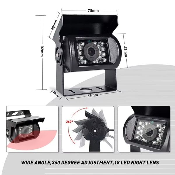 Universal 12V Dash Cam Maxi Truck Back-up Camera With Built In 18 IR LED For Night Assistance