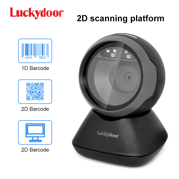 Table Top Omnidirectional Barcode Scanner USB Wired 1D 2D Hands Free QR Code Scanner