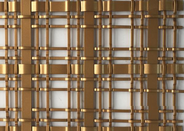 Quality Bronze Ornamental Square Architectural Woven Metal Mesh Building Facade 7.8kg/M2 for sale