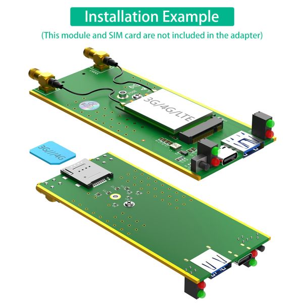 NGFF M.2 To USB 3.0 Adapter Dual NANO SIM Card Slot For 3G 4G 5G Module Speed