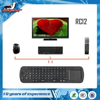 Quality Wholesale Newest RC12 Fly Air Mouse Keyboard 2.4GHz Mini wireless with Touchpad Handheld Keyboard for sale