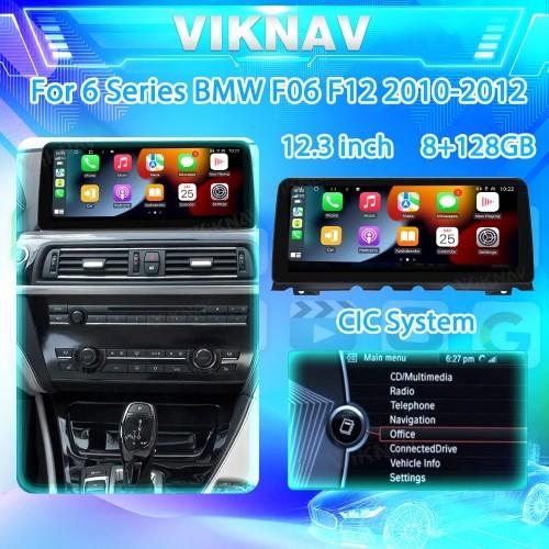 Quality Viknav Car Radio 12.3 inch For BMW 6 Series F06 F12 2010-2012 CIC System Wireless Android Auto Carplayer GPS Navigation for sale