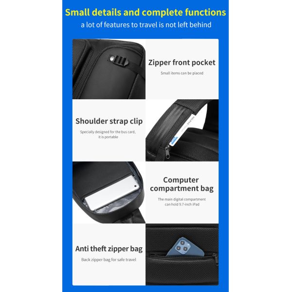 Factory wholesale large capacity shoulder bag multi functional travel sling bag men's Crossbody chest bag
