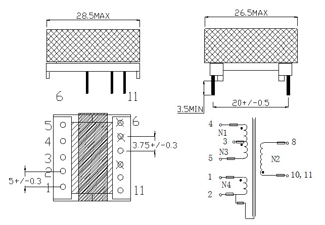 EPC27 Low Height Small Size Transformer Customized High Frequency For Home